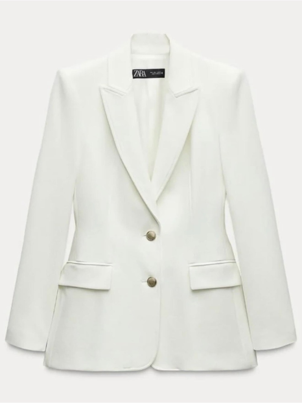 Zara Cream Structured Double-Button Blazer